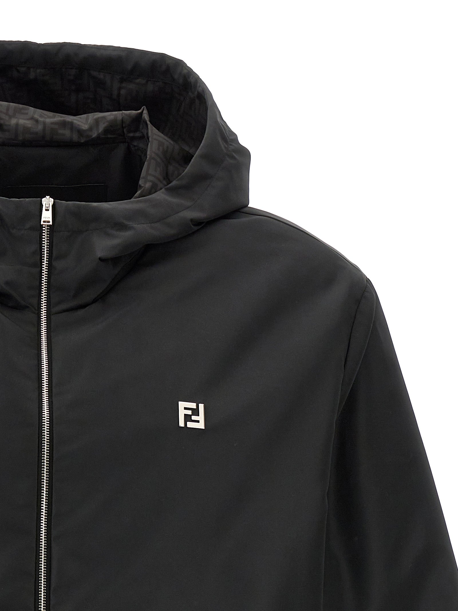 Fendi Schwarze Shell-Jacke aus Polyester