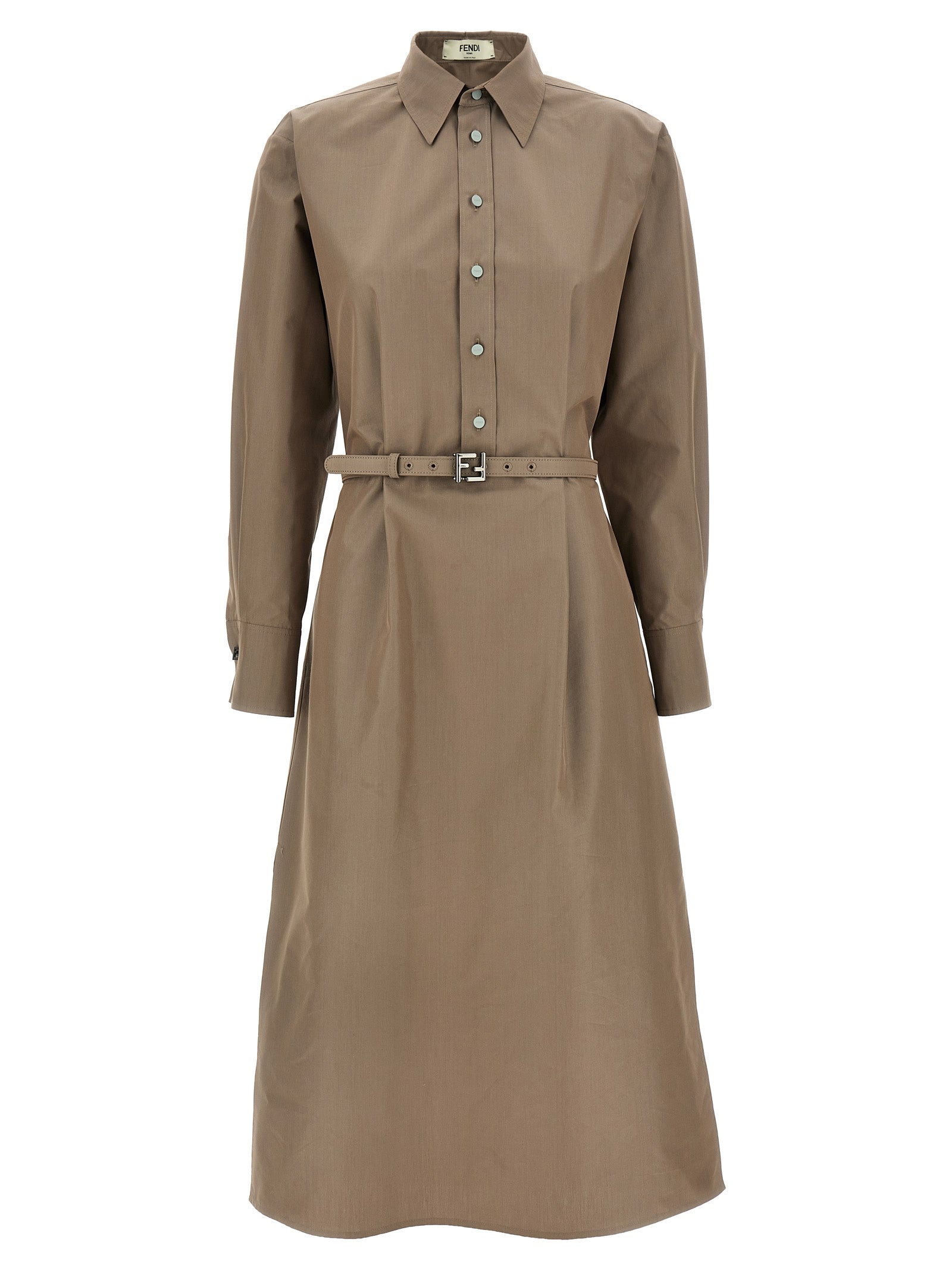 Fendi Graues Baumwoll-Midikleid