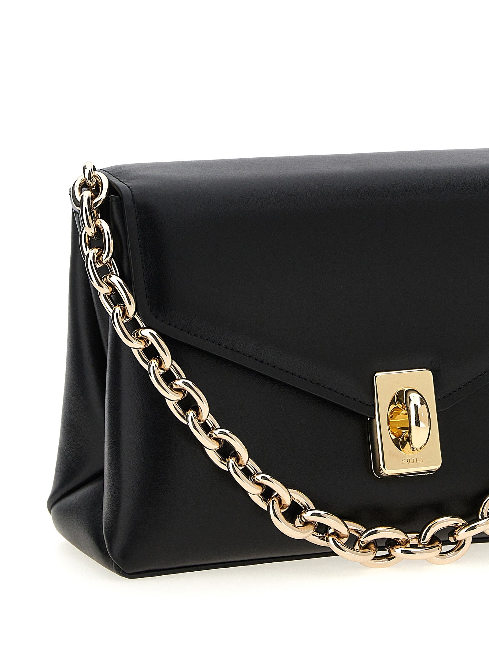 Furla Schwarze Leder Umhängetasche