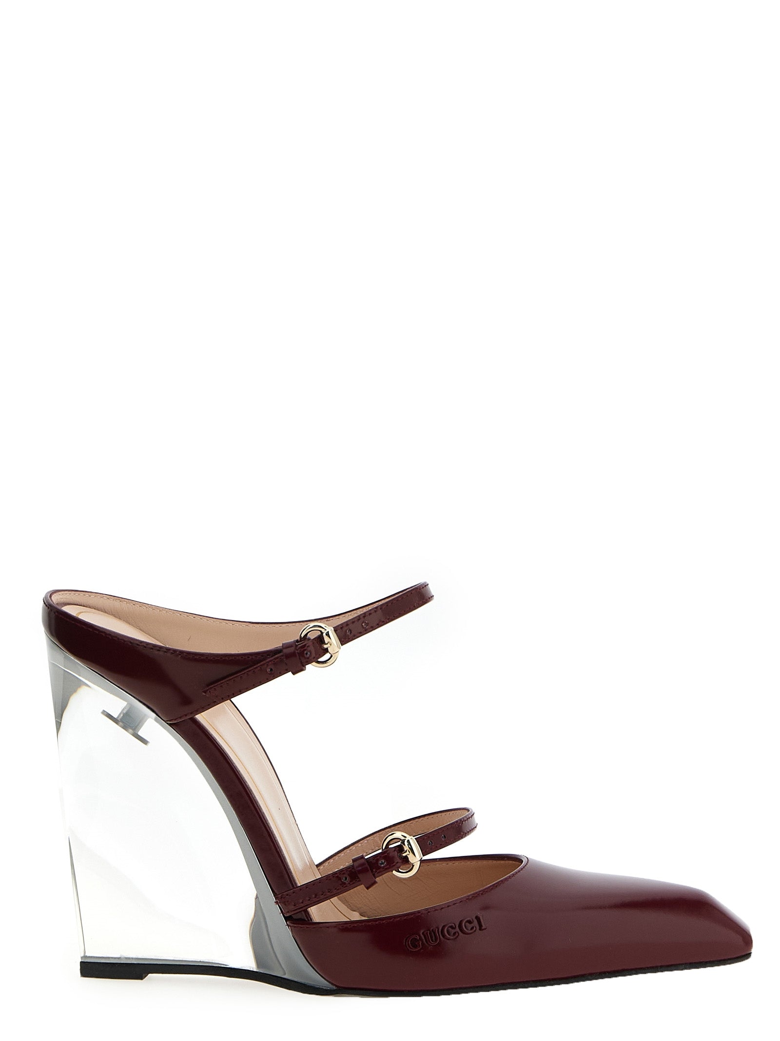 Gucci Keilabsatz-Sandalen aus mehrfarbigem Leder