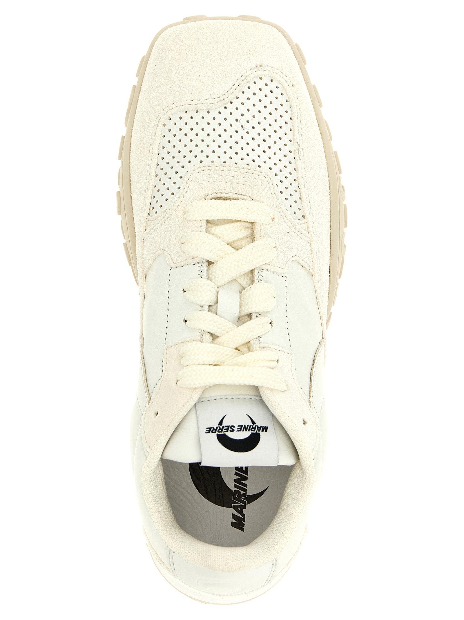 Marine Serre Weiße Kalbsleder-Sneaker im Athletic-Look