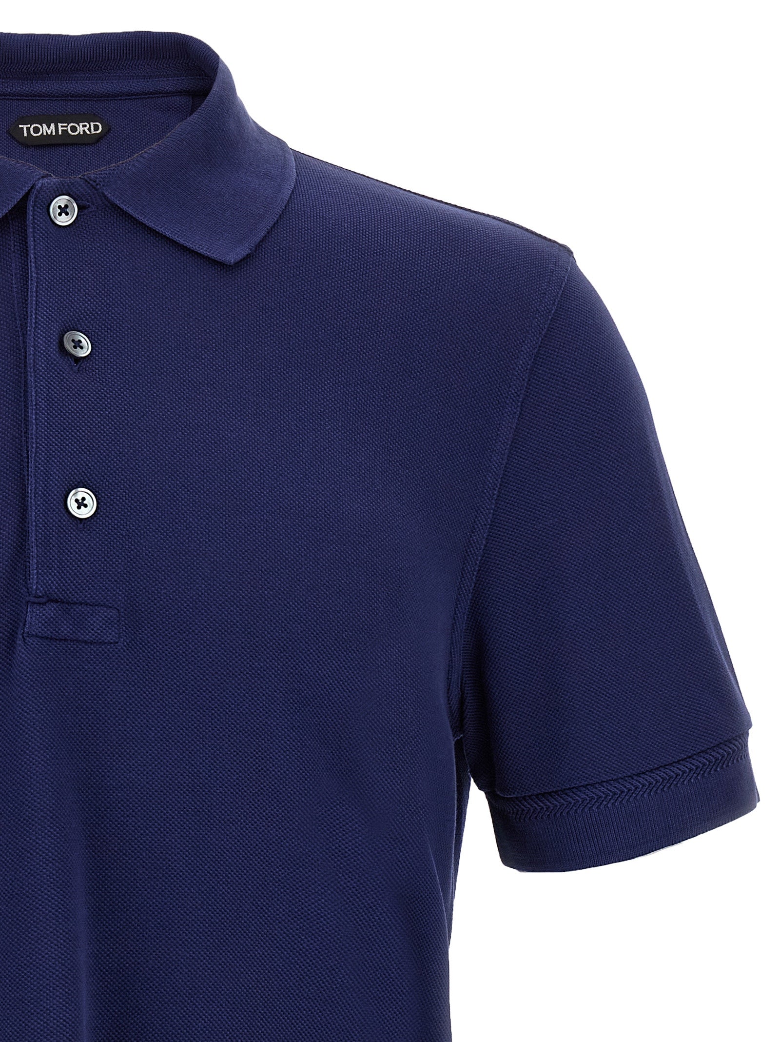 Tom Ford Blaues Lyocell-Polohemd