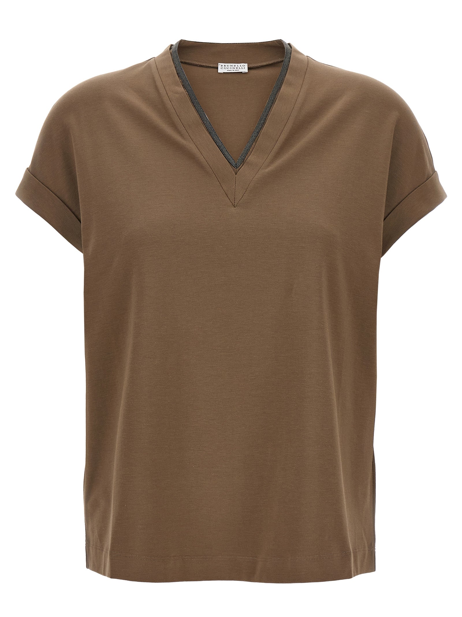 Brunello Cucinelli Braunes Baumwoll-T-Shirt