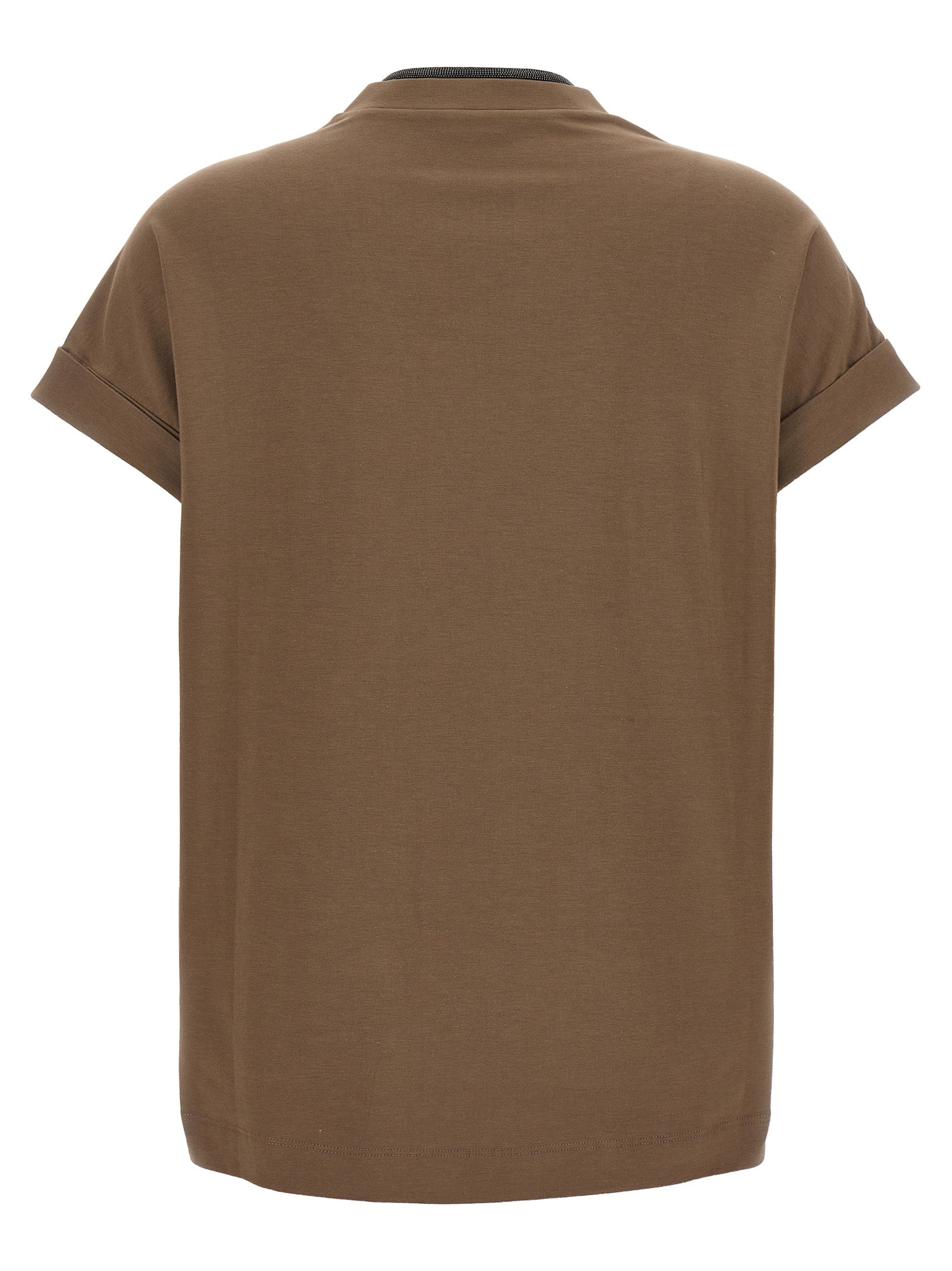 Brunello Cucinelli Braunes Baumwoll-T-Shirt