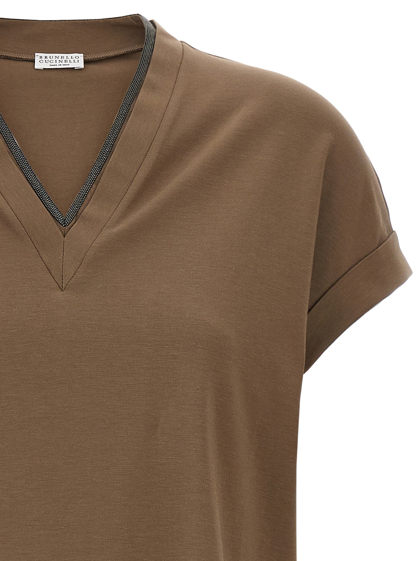 Brunello Cucinelli Braunes Baumwoll-T-Shirt