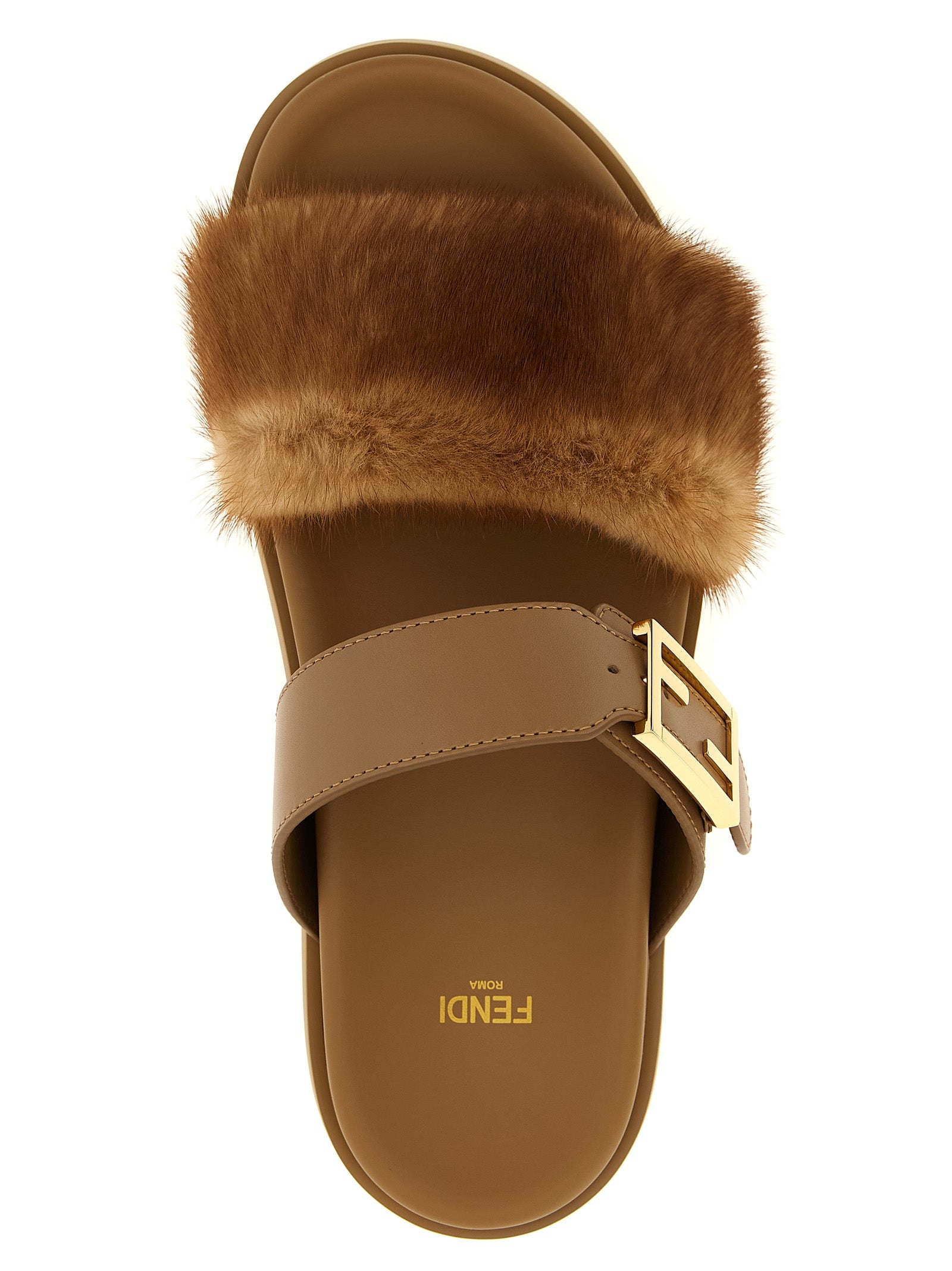 Fendi Braune Leder-Slipper
