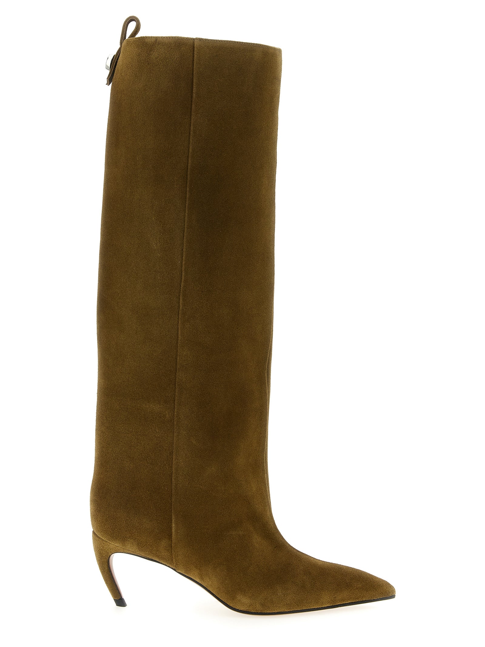 The Attico Zweifarbige Overknee-Stiefel aus Ziegenleder