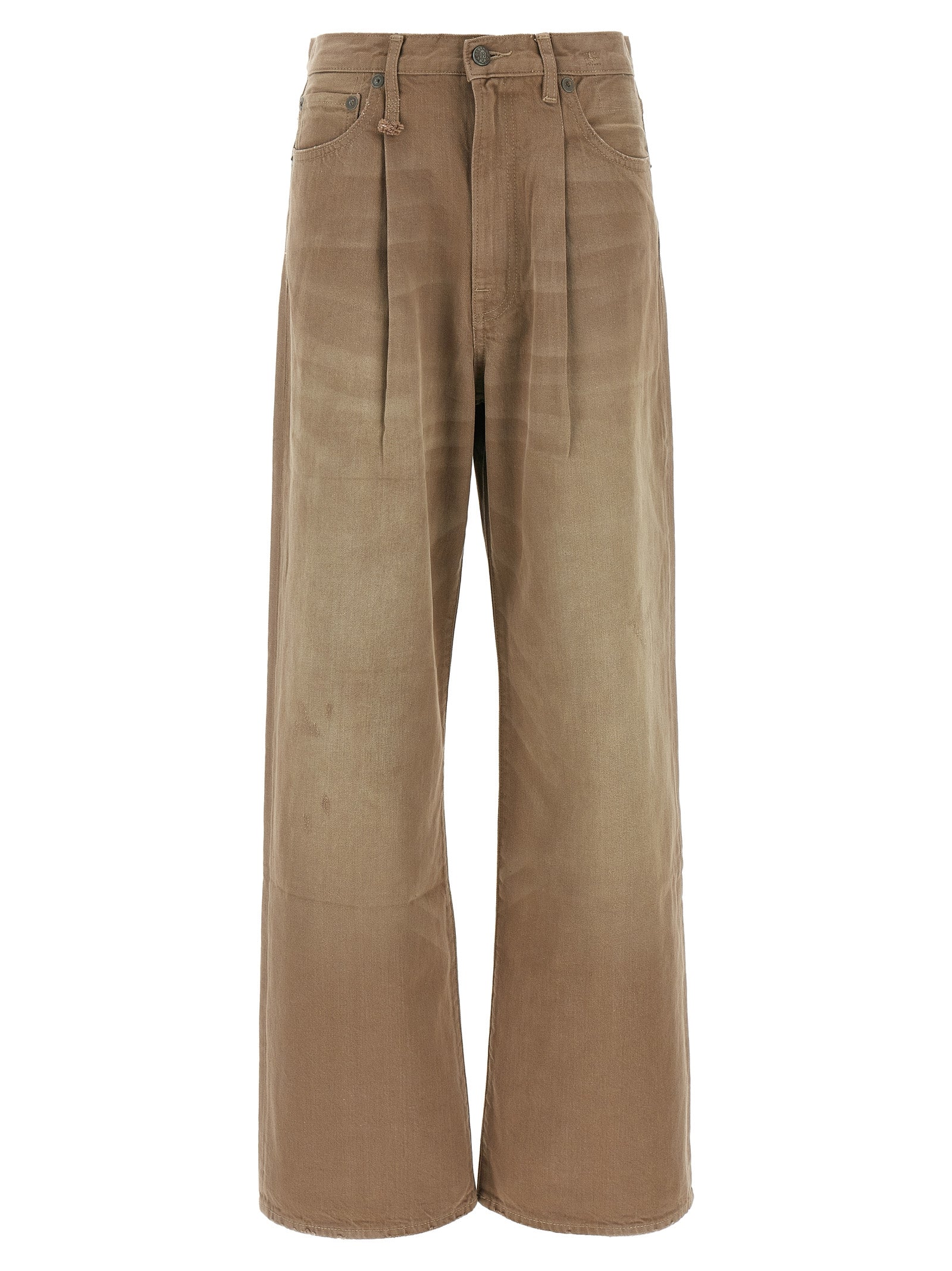 R13 Braune Baumwoll-Jeans mit hoher Taille