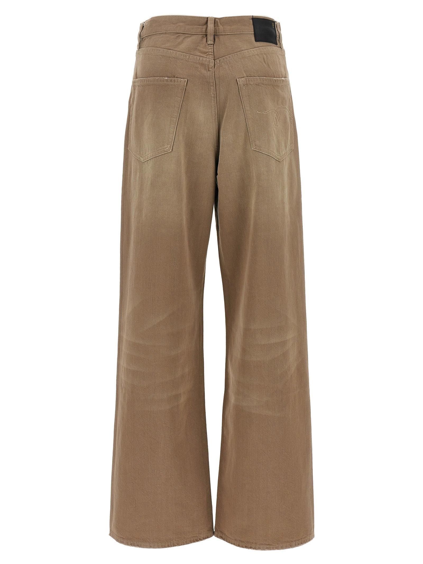 R13 Braune Baumwoll-Jeans mit hoher Taille