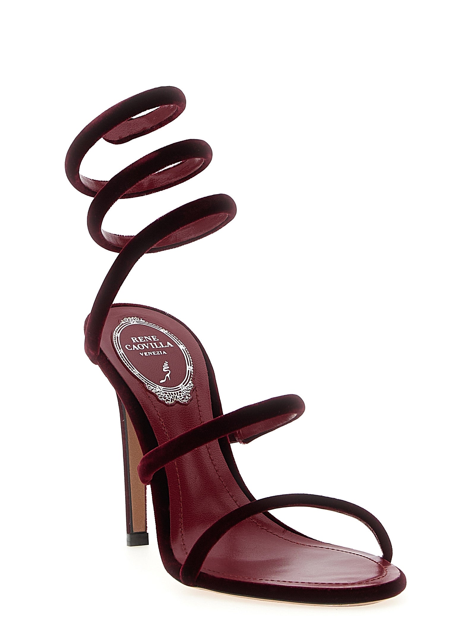 RENE CAOVILLA Bordeaux Textil Stiletto Sandalen