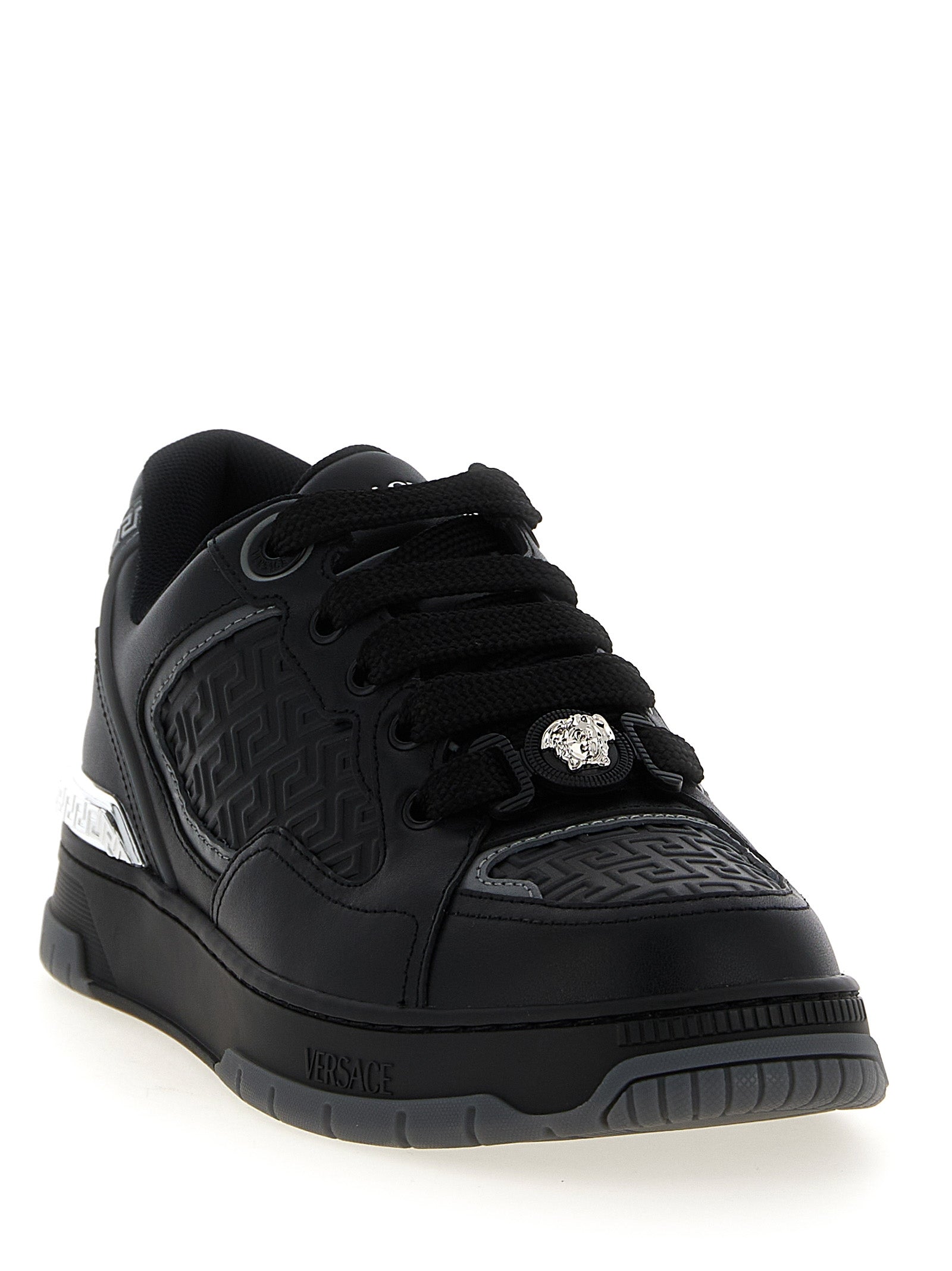 Versace Schwarze Kalbsleder-Sneaker