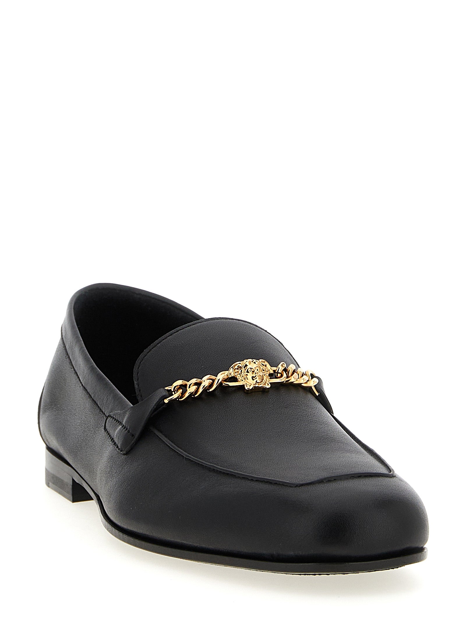 Versace Schwarze Loafer aus Kalbsleder zum Hineinschlüpfen