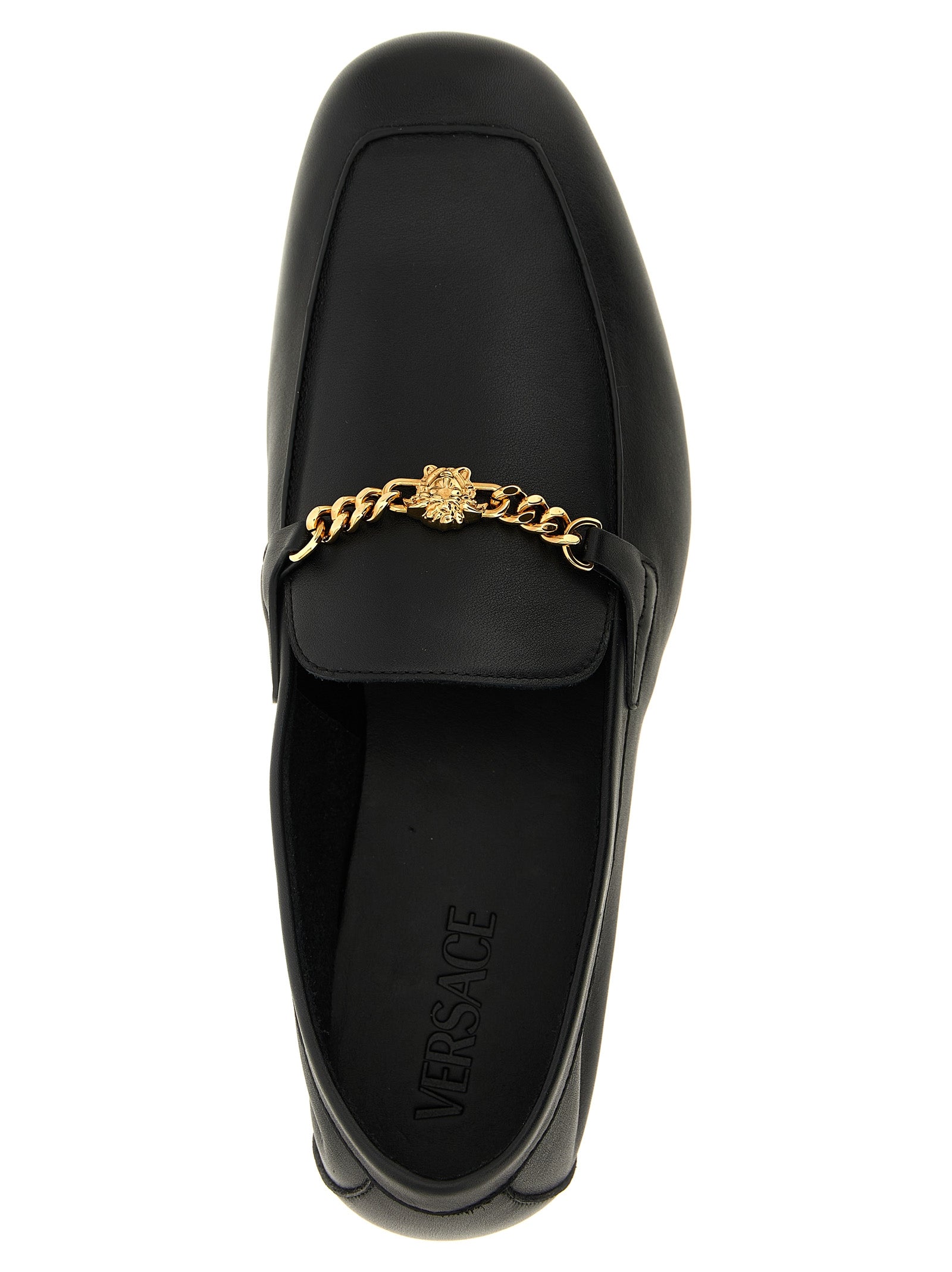 Versace Schwarze Loafer aus Kalbsleder zum Hineinschlüpfen