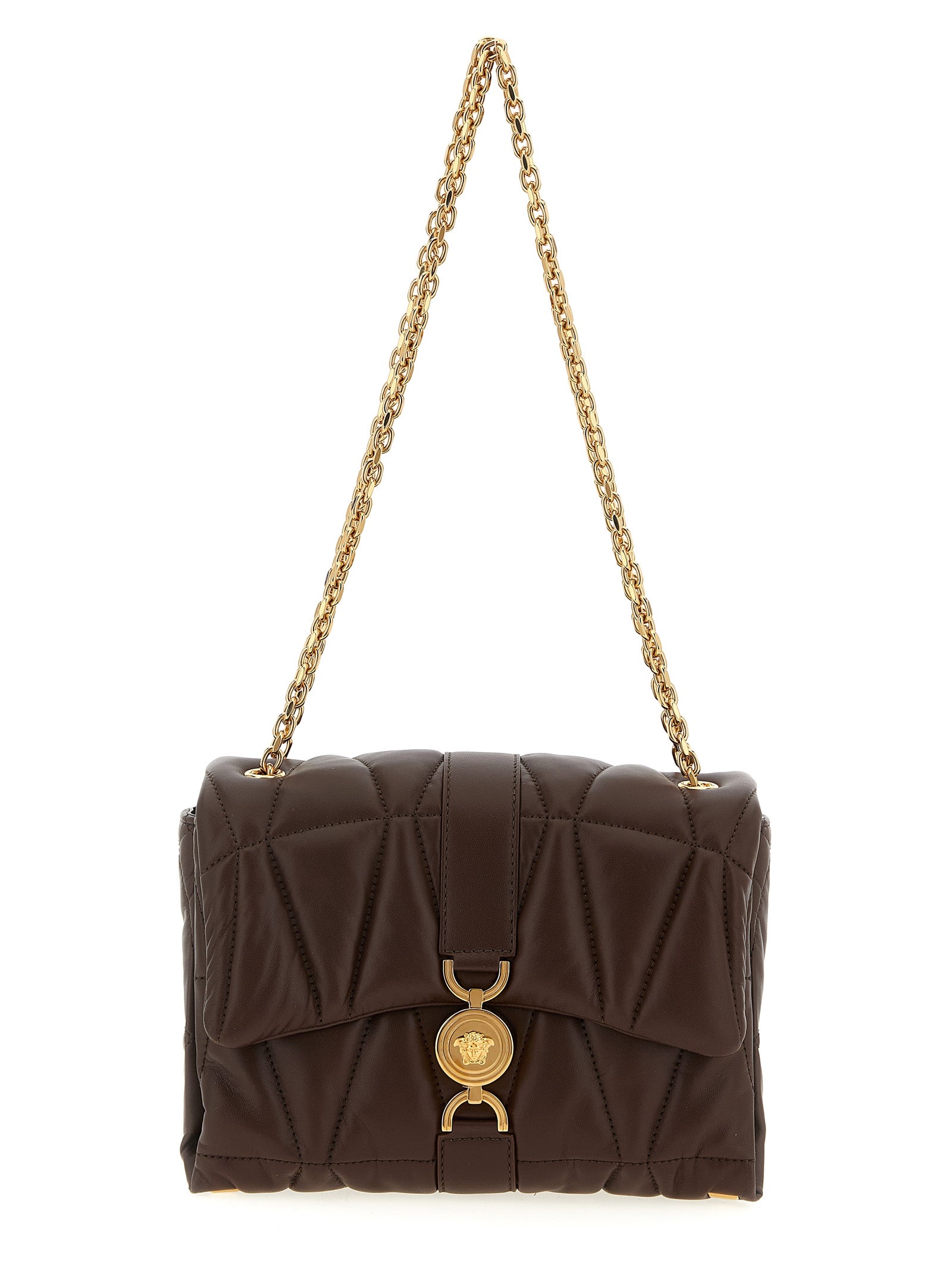 Versace Schultertasche aus braunem Lammleder