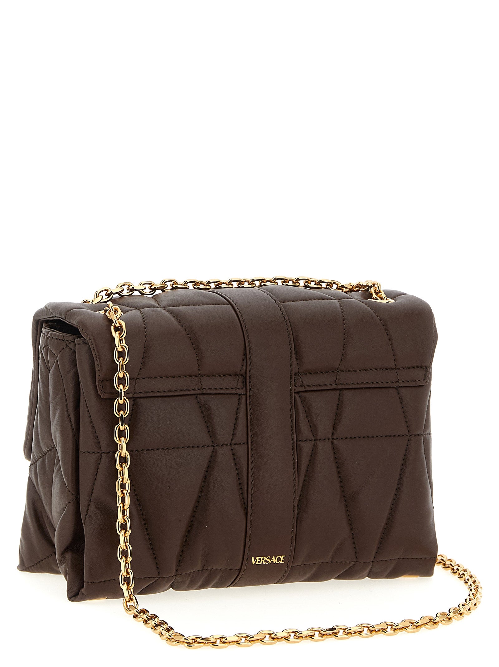 Versace Schultertasche aus braunem Lammleder