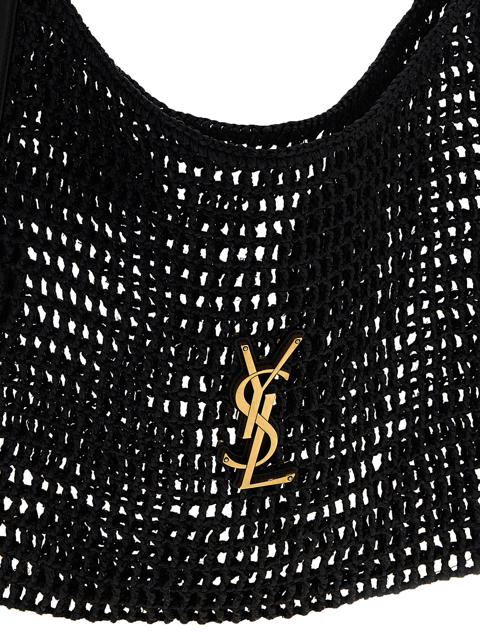 Saint Laurent Schwarze Raffia-Umhängetasche