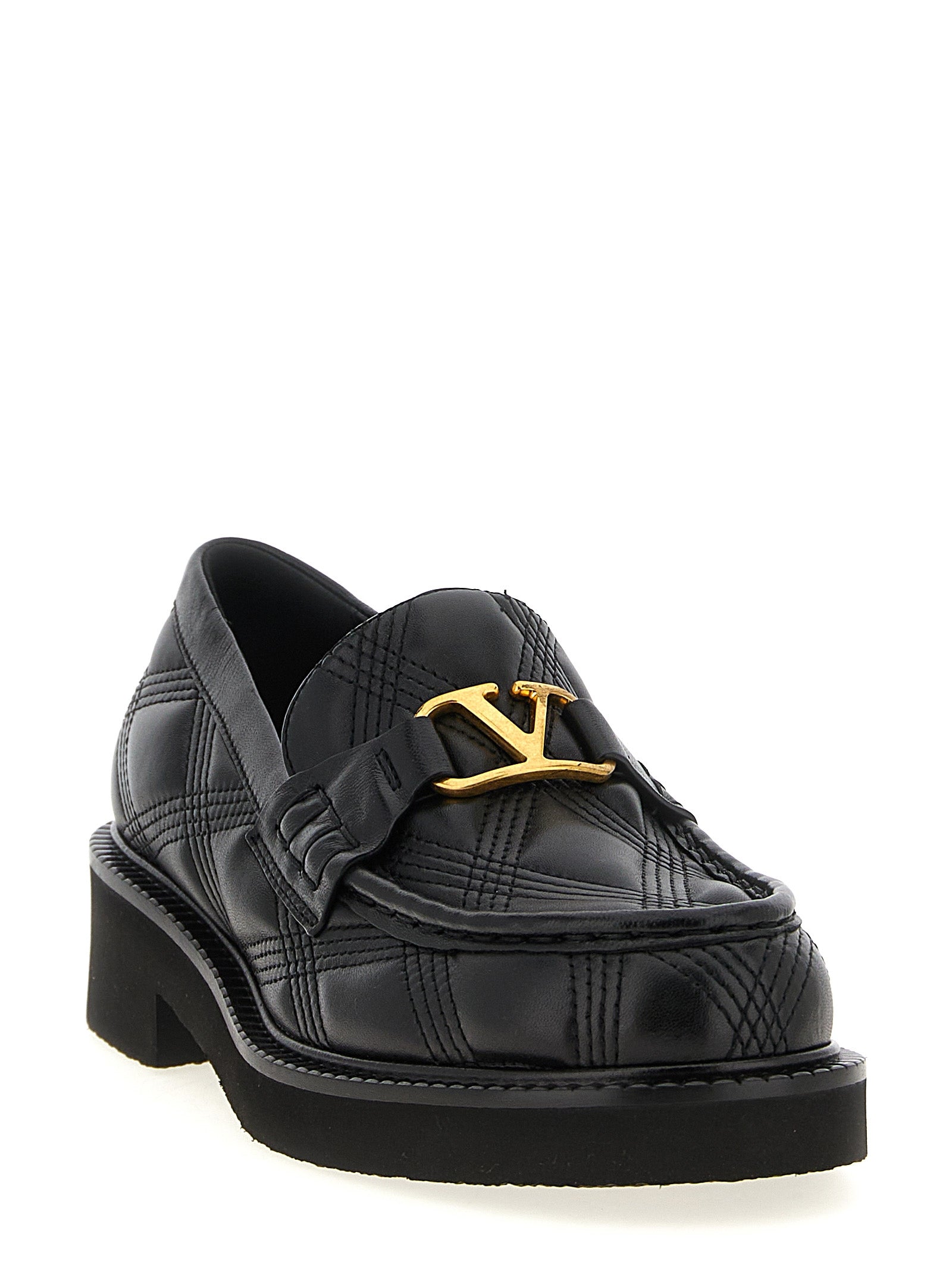 Valentino Garavani Schwarze Loafer aus Lammleder zum Schlüpfen