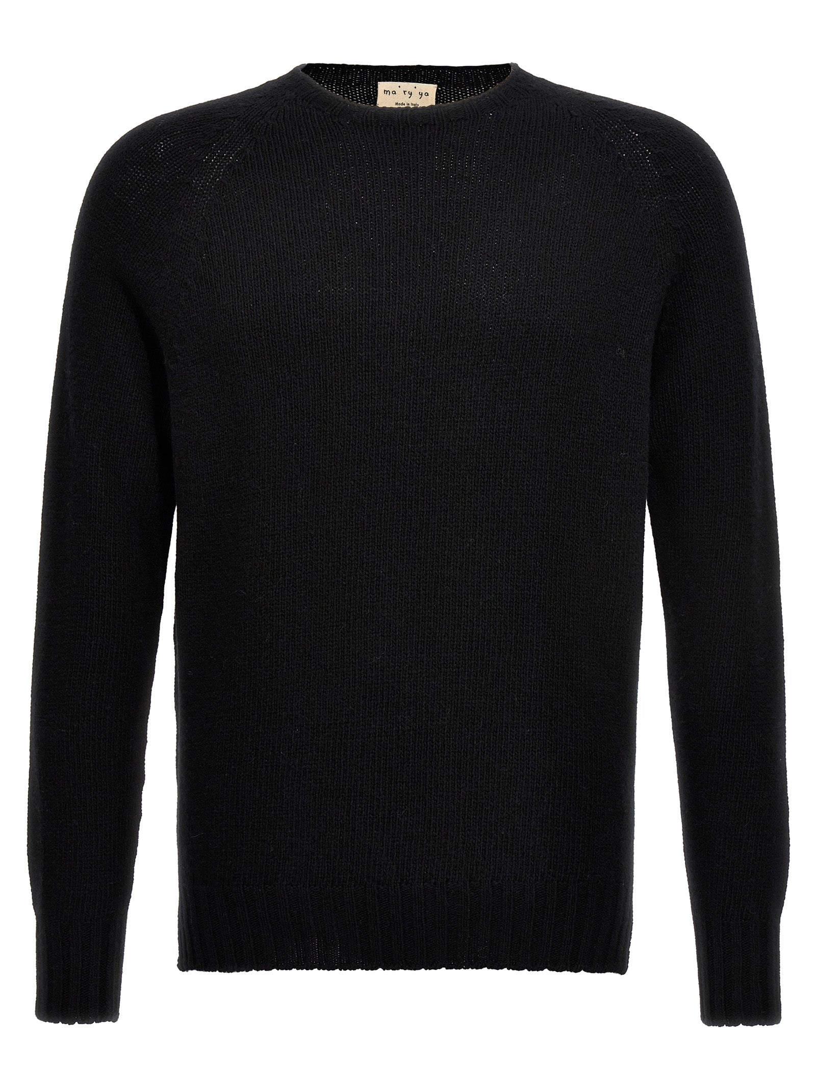 MA'RY'YA Schwarzer Cardigan aus Schurwolle