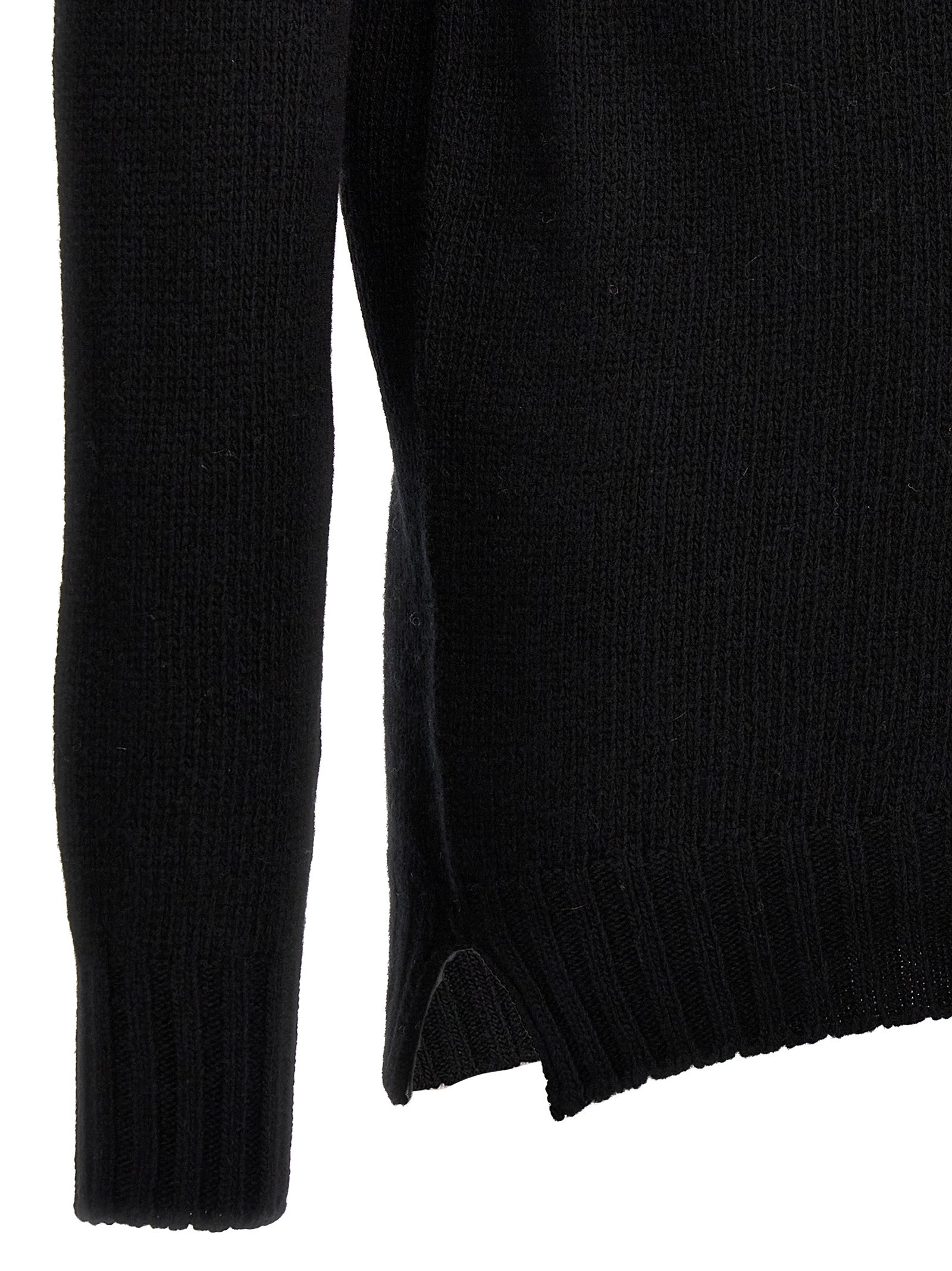 MA'RY'YA Schwarzer Cardigan aus Schurwolle