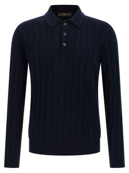ZANONE Blaues Poloshirt aus reiner Schurwolle