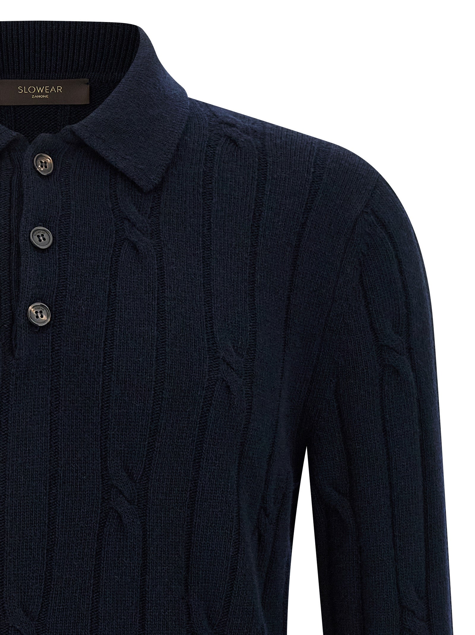 ZANONE Blaues Poloshirt aus reiner Schurwolle