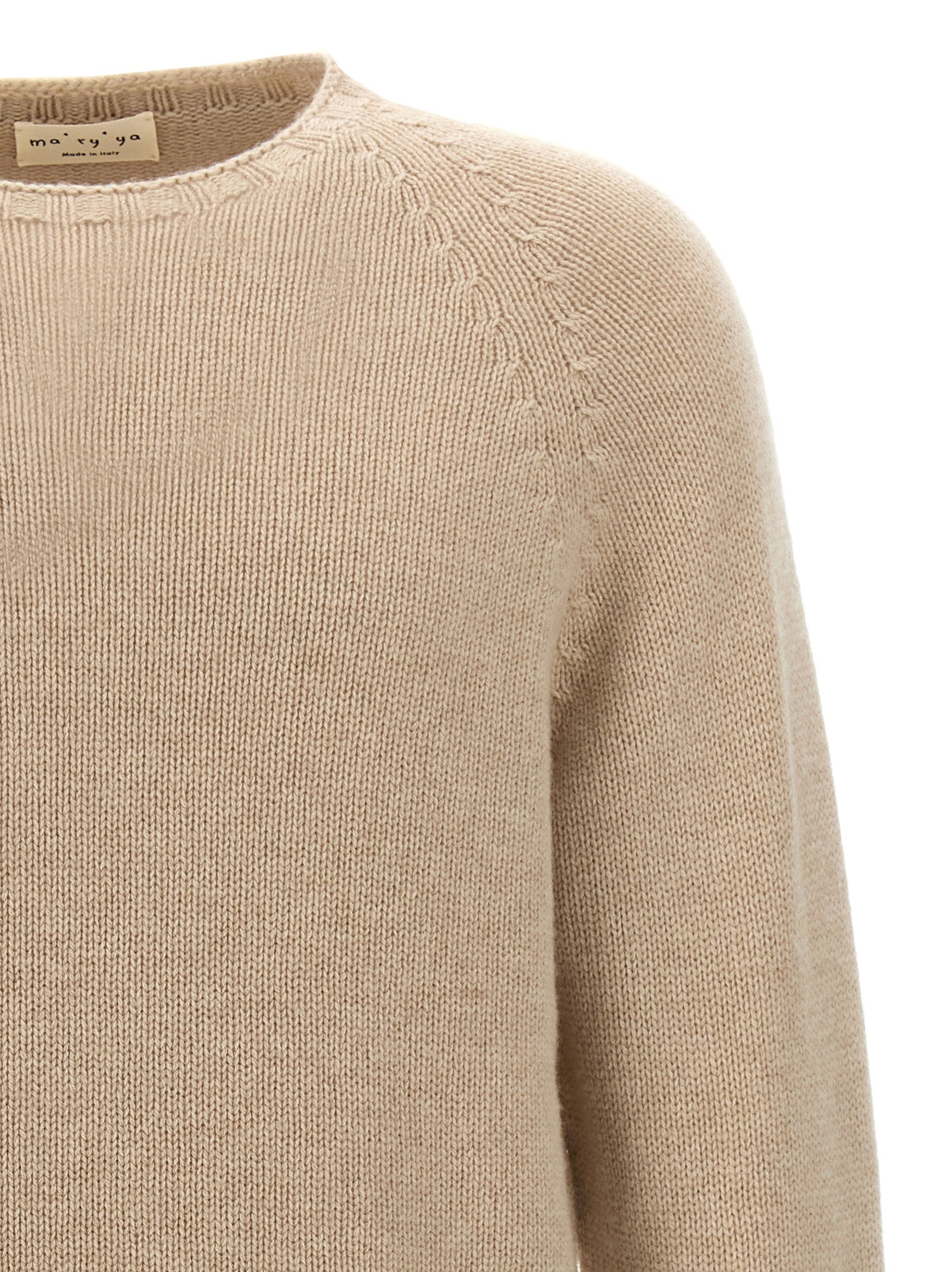 MA'RY'YA Beige Virgin Wool Cardigan