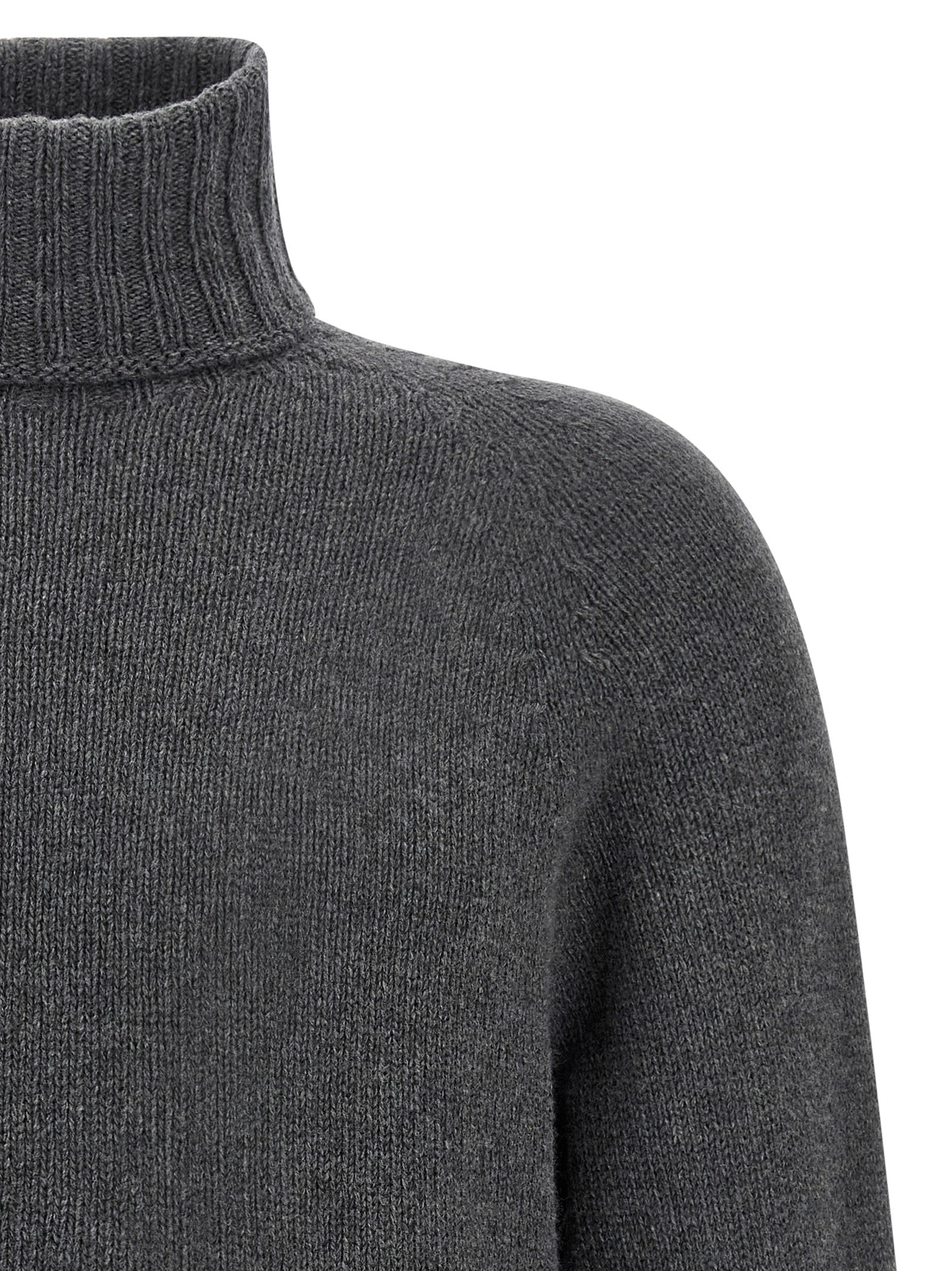 MA'RY'YA Grauer Cardigan aus reiner Schurwolle