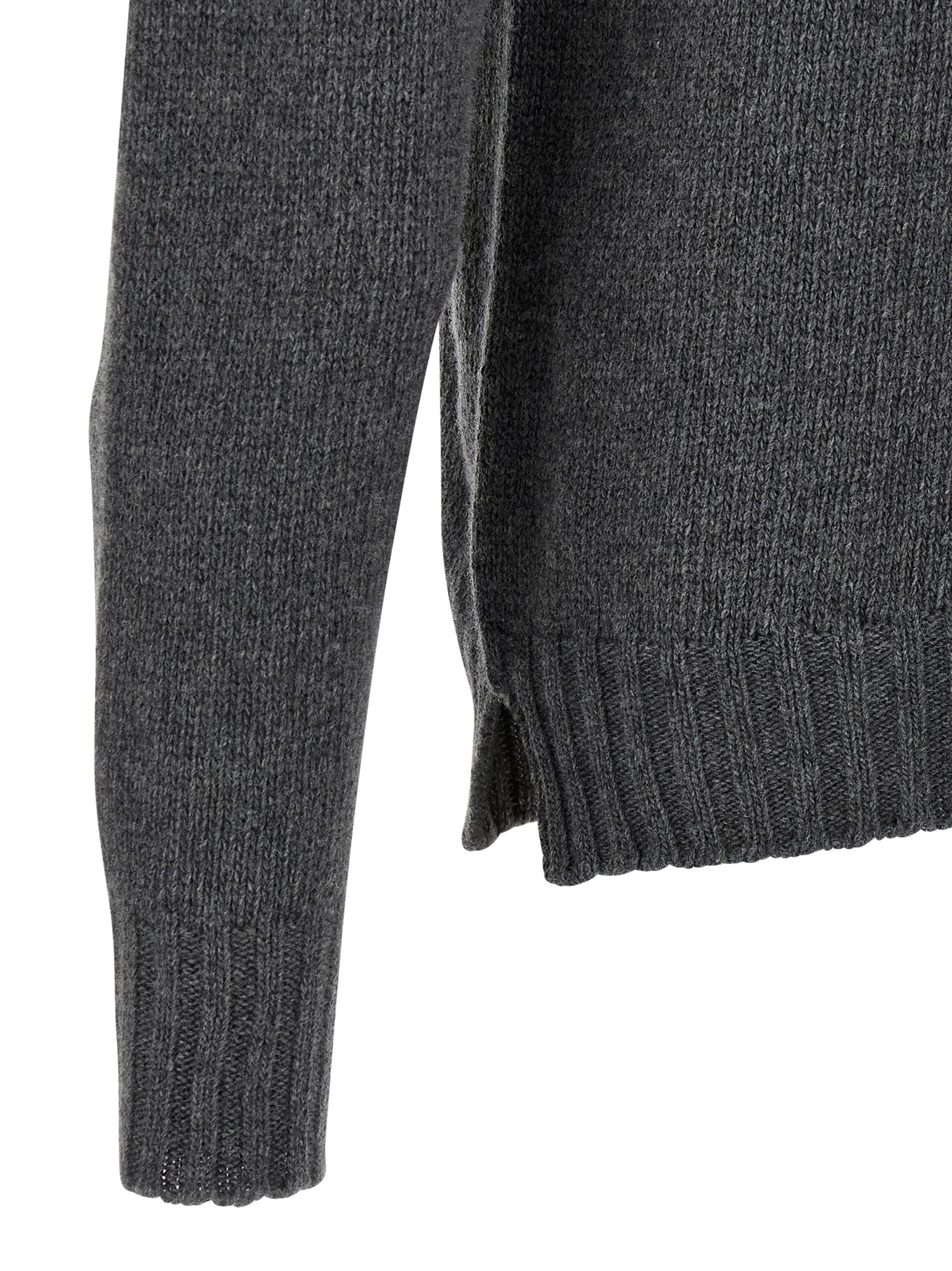 MA'RY'YA Grauer Cardigan aus reiner Schurwolle