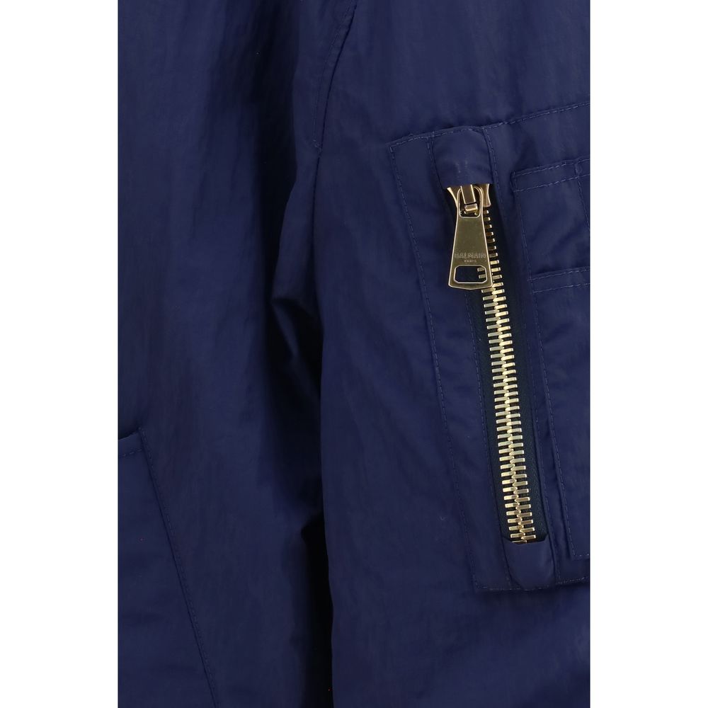 Balmain Blauer Bomber aus Polyamid