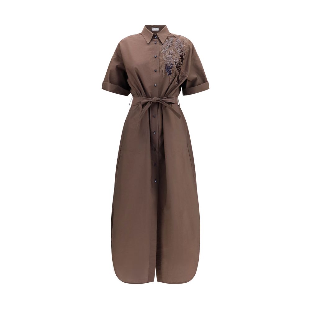 Brunello Cucinelli Braunes Baumwollkleid für die Freizeit