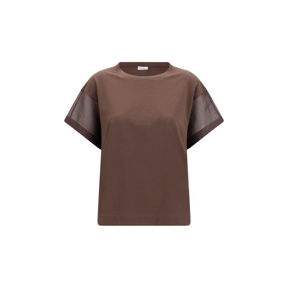 Brunello Cucinelli Braunes Baumwoll-T-Shirt