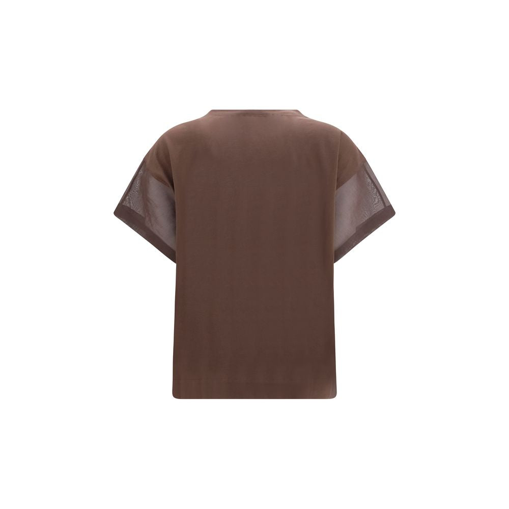Brunello Cucinelli Braunes Baumwoll-T-Shirt