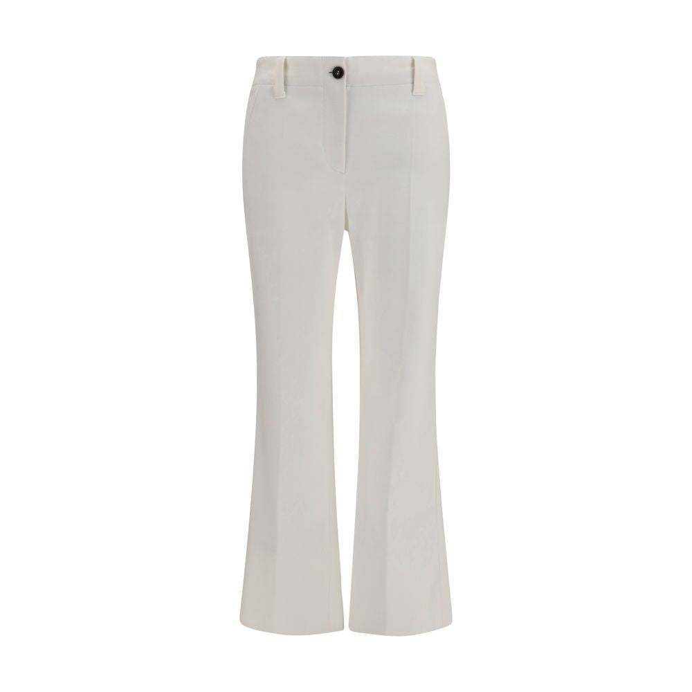 Brunello Cucinelli Weiße Baumwoll-Hosen mit weitem Bein