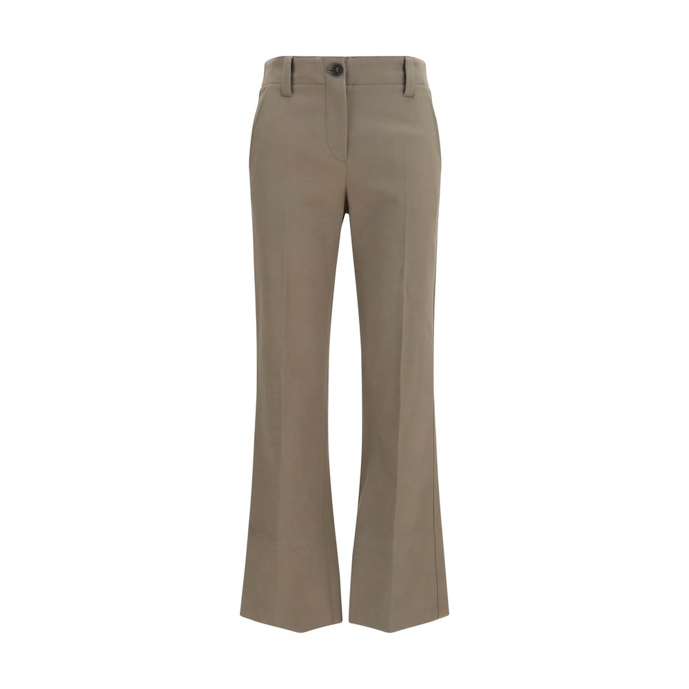 Brunello Cucinelli Braune Baumwollhose mit ausgestelltem Bein
