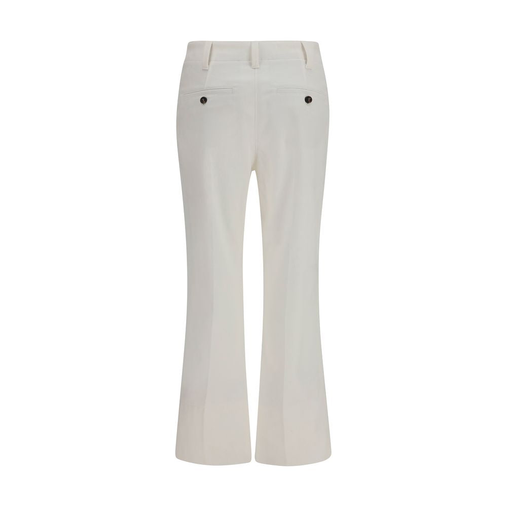 Brunello Cucinelli Weiße Baumwoll-Hosen mit weitem Bein