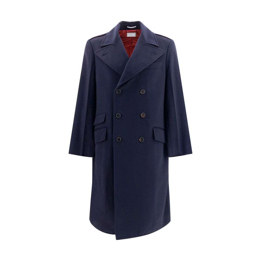 Brunello Cucinelli Blauer Wollmantel Oves Aries