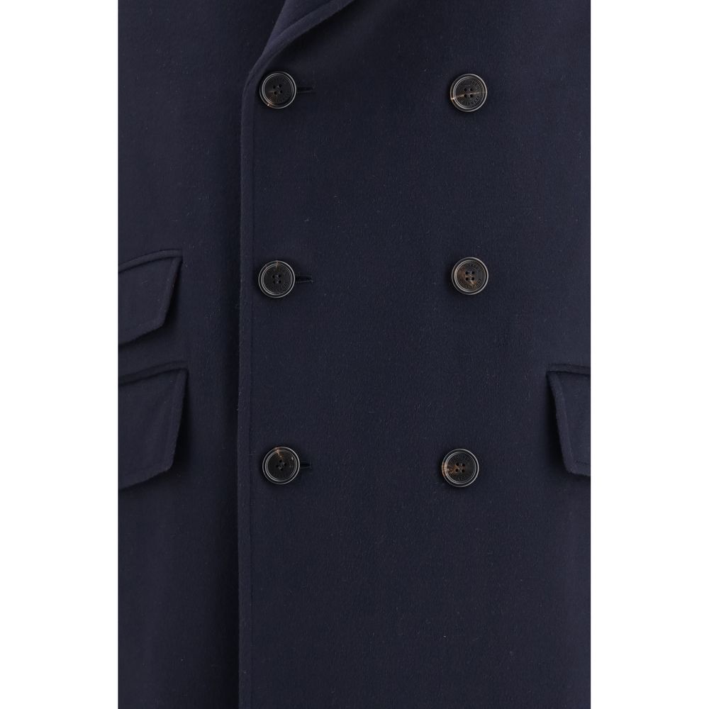 Brunello Cucinelli Blauer Wollmantel Oves Aries