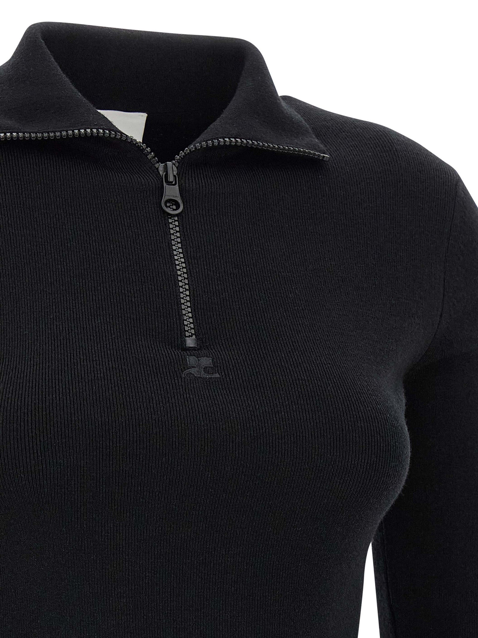 Courrèges Kurzes Kleid aus schwarzer Merinowolle