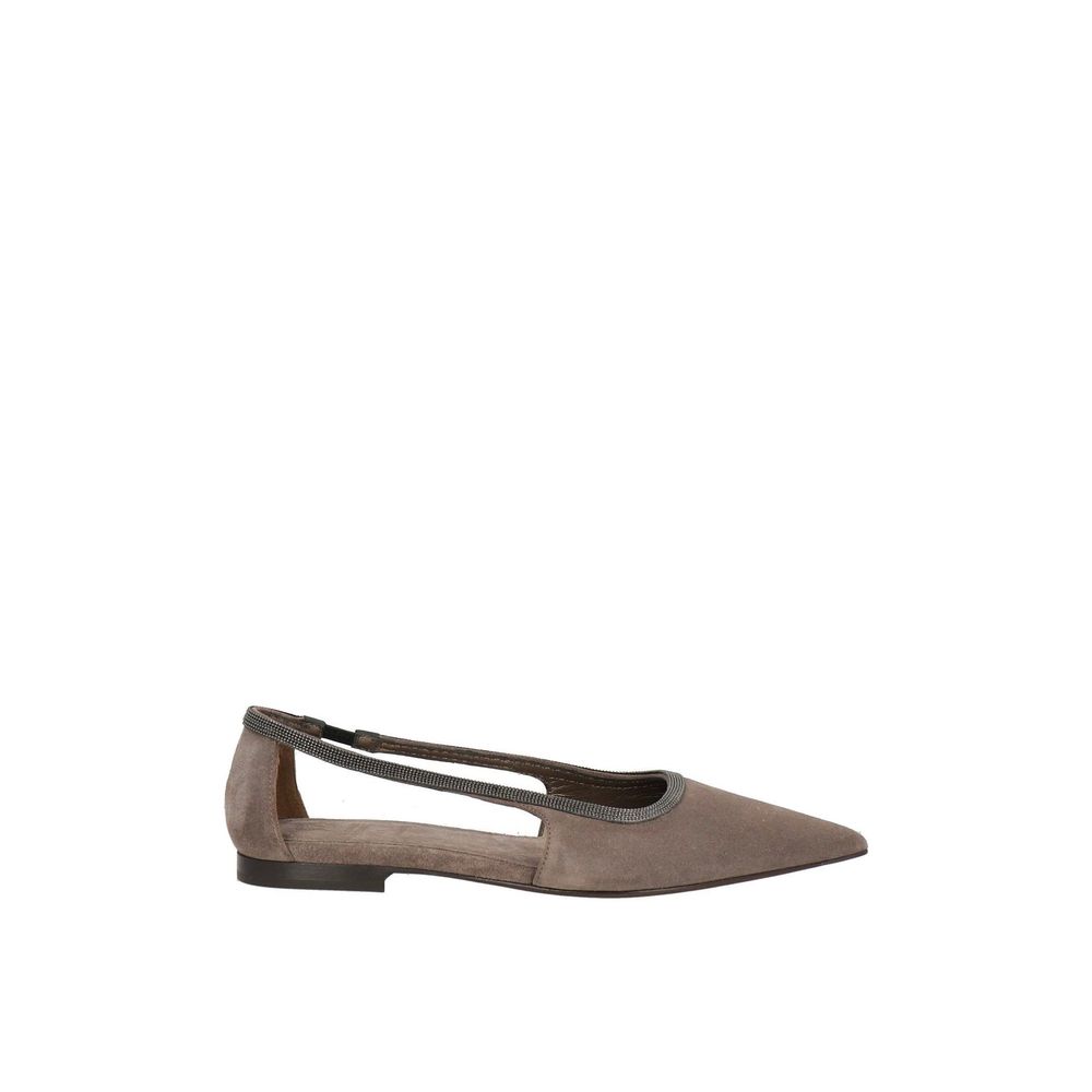 Brunello Cucinelli Graue Leder-Ballerinas