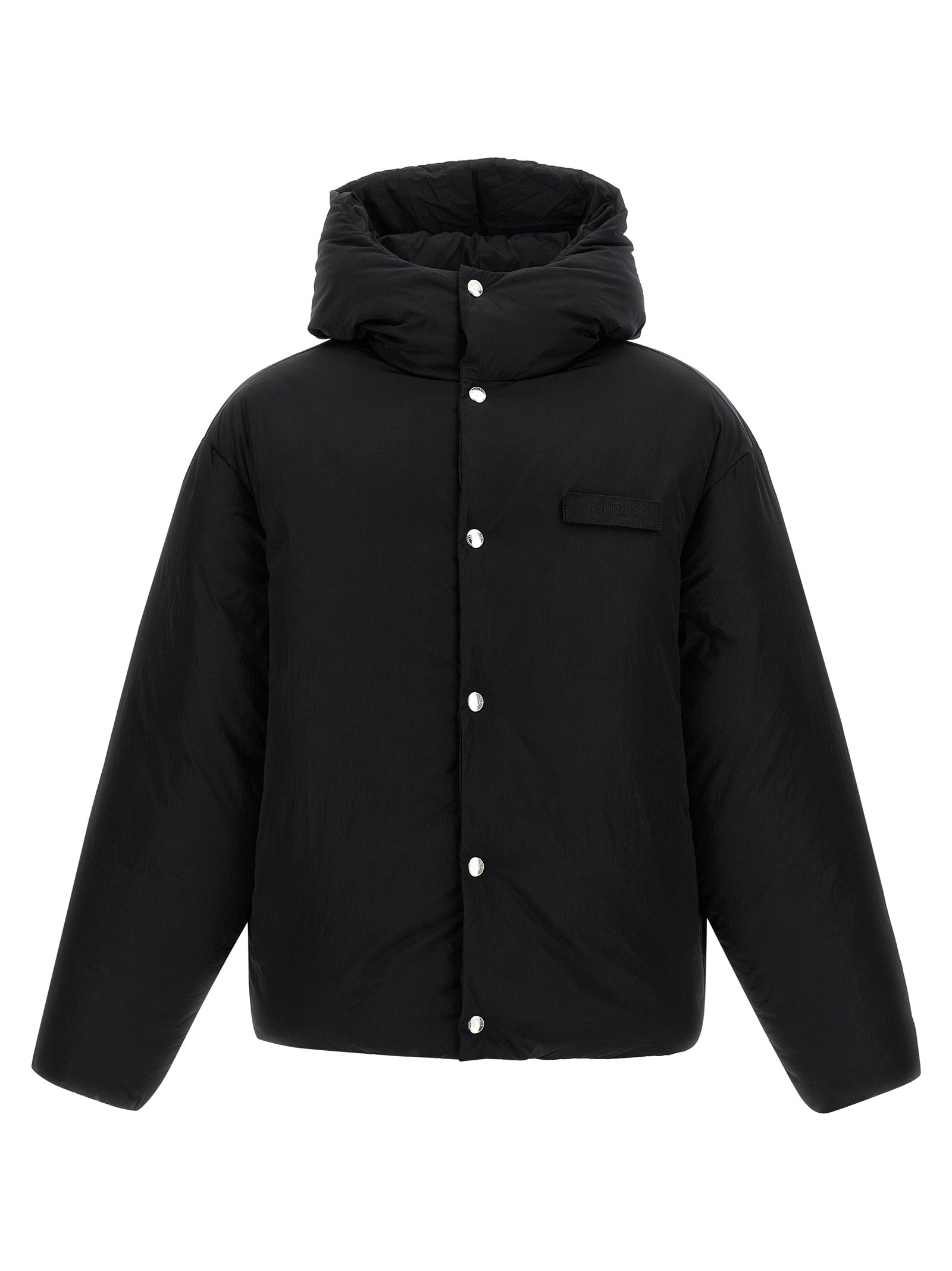 Jacquemus Schwarze Polyamid-Jacke in voller Länge