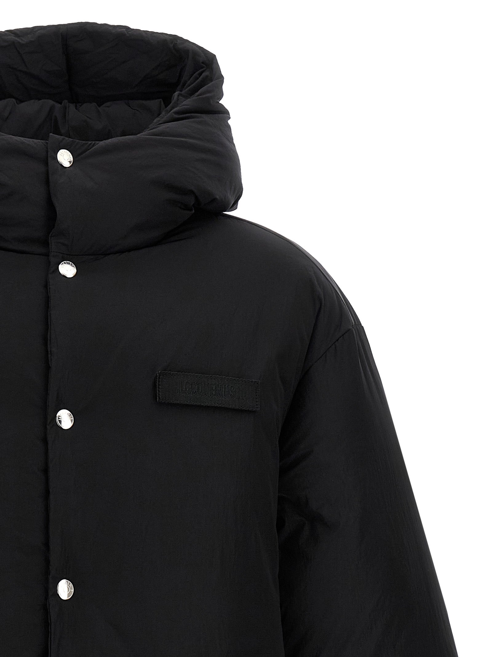 Jacquemus Schwarze Polyamid-Jacke in voller Länge
