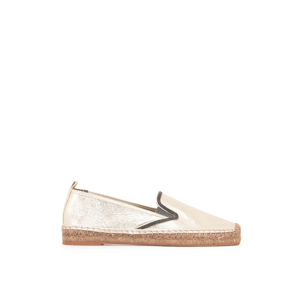 Brunello Cucinelli Goldfarbene Espadrilles aus Leder