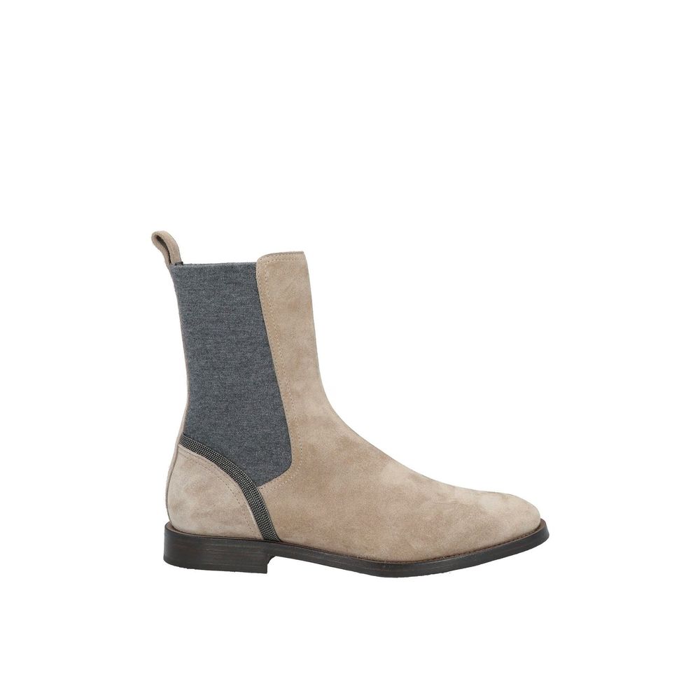 Brunello Cucinelli Schicke Graue Lederstiefel für elegante Schritte