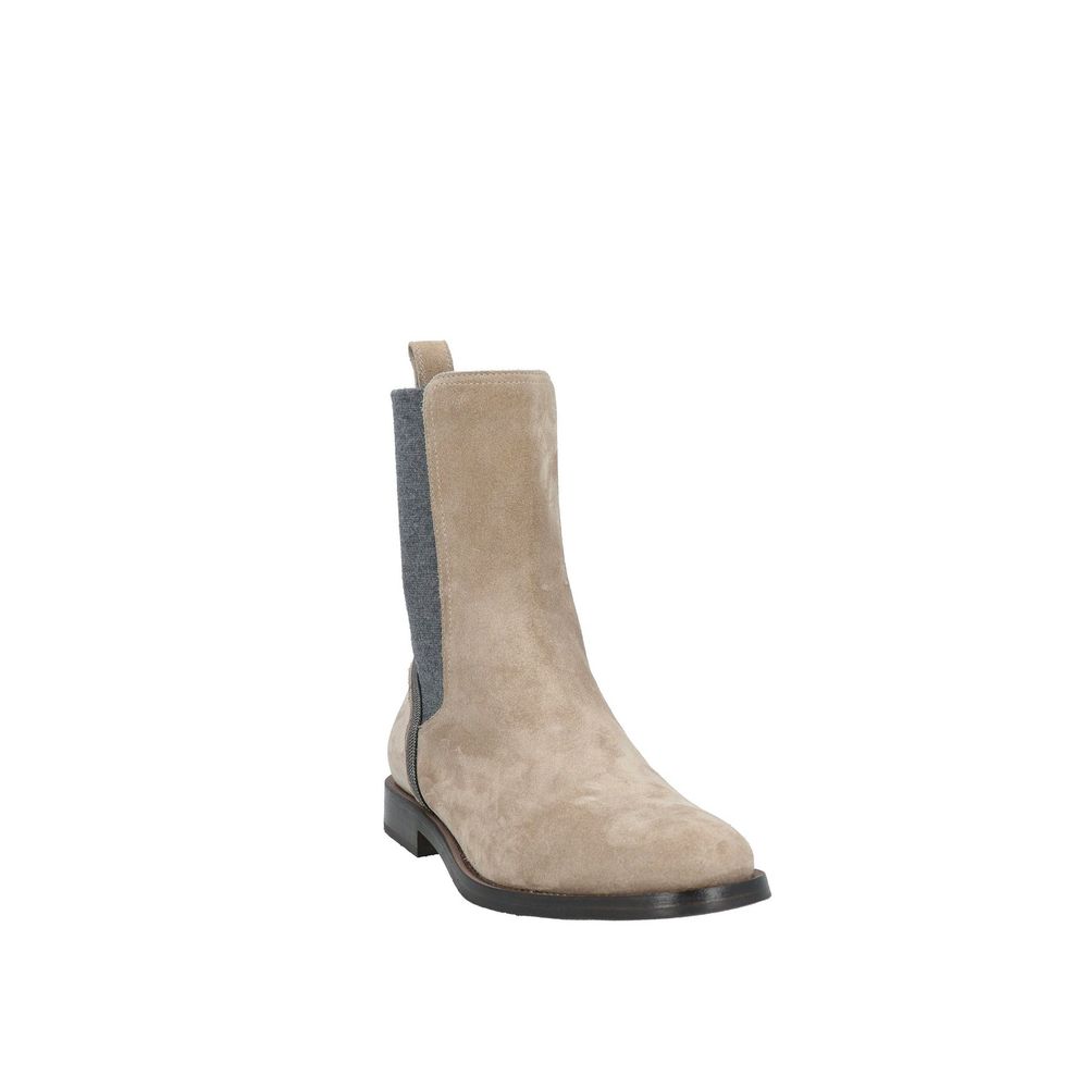 Brunello Cucinelli Schicke Graue Lederstiefel für elegante Schritte