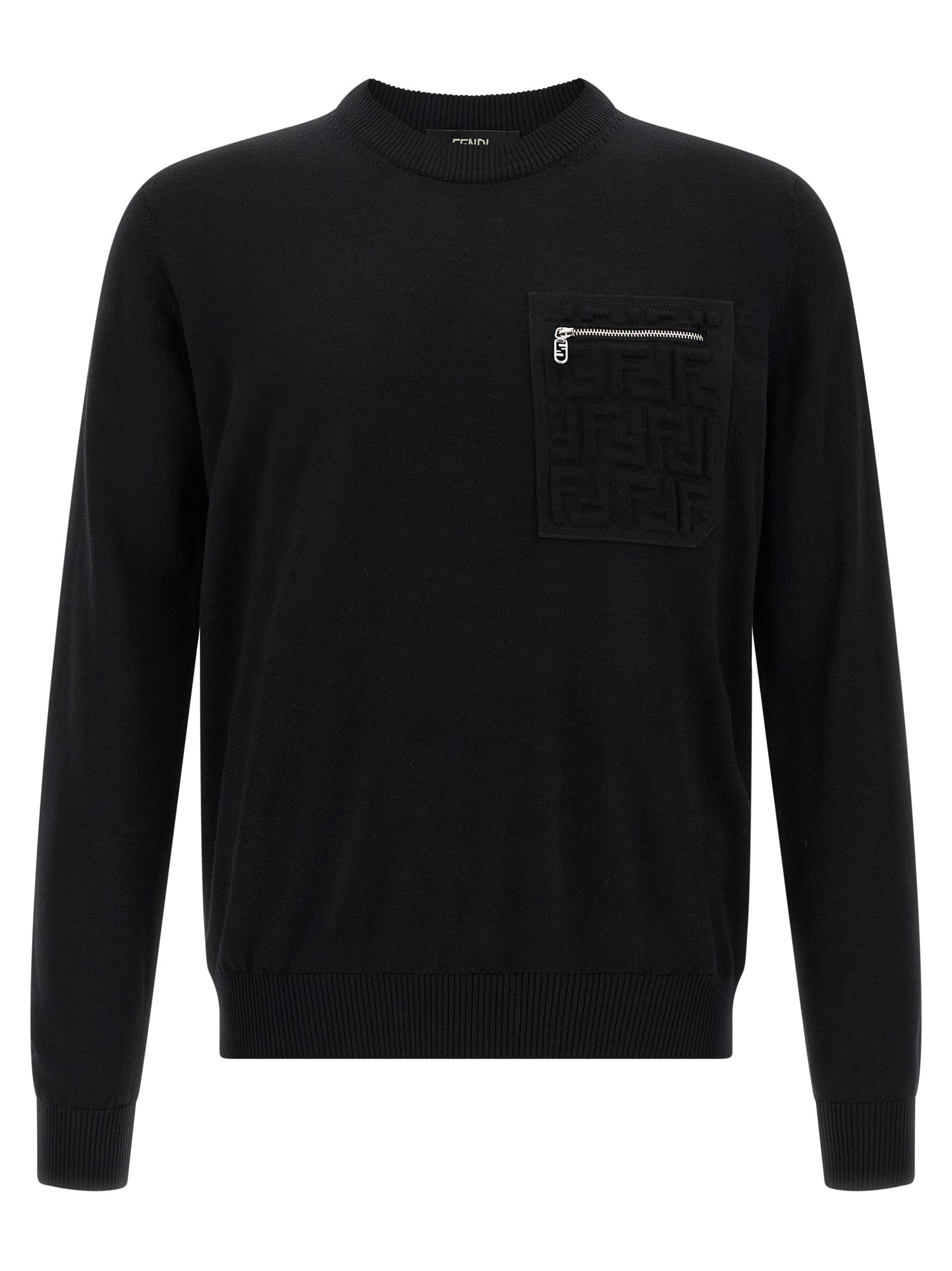 Fendi Schwarzer Cardigan aus Schurwolle