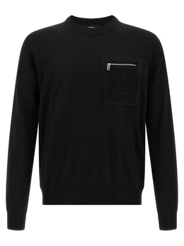 Fendi Schwarzer Cardigan aus Schurwolle