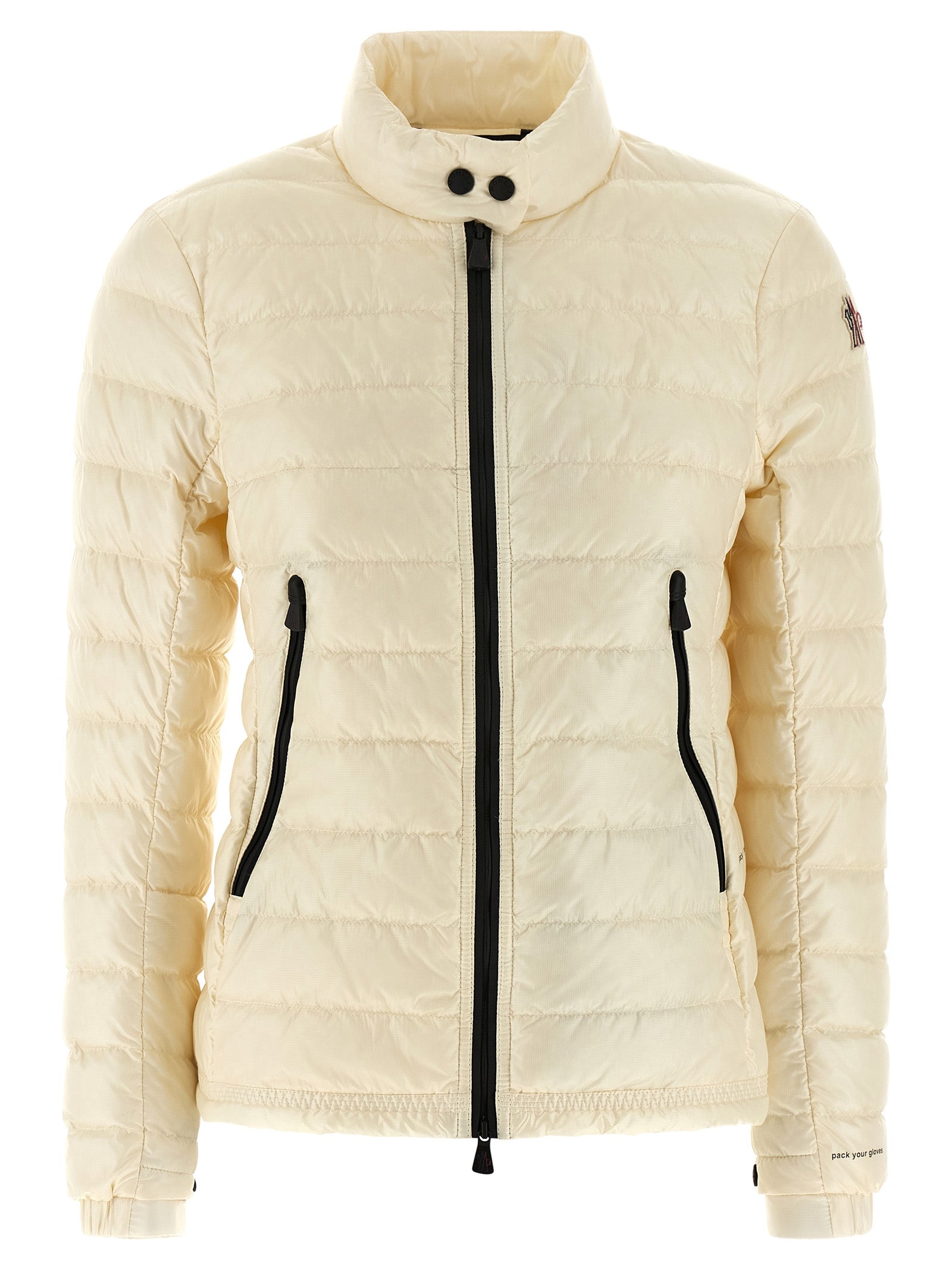 Moncler Grenoble Weiße Polyamid-Jacke in voller Länge