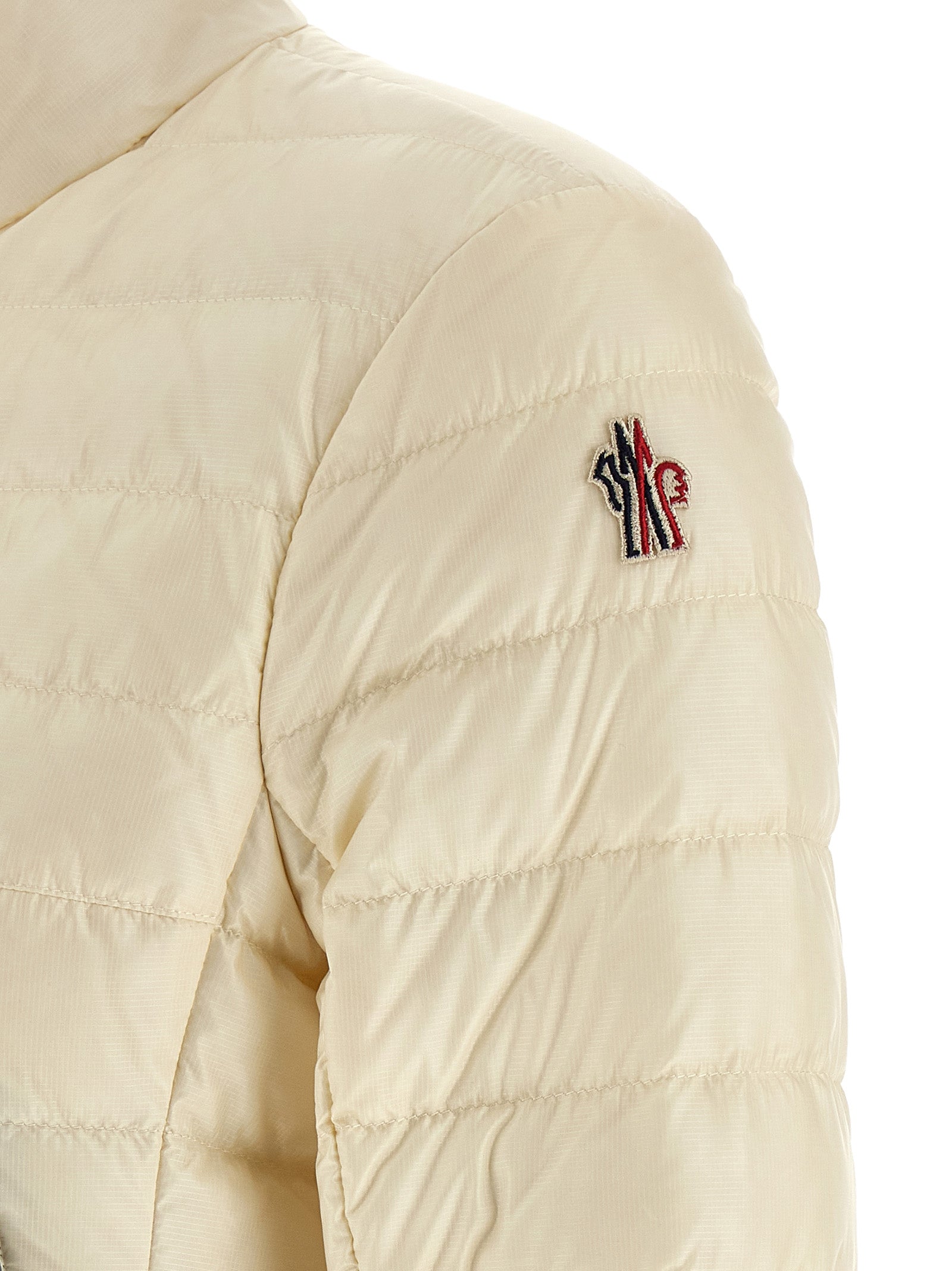 Moncler Grenoble Weiße Polyamid-Jacke in voller Länge