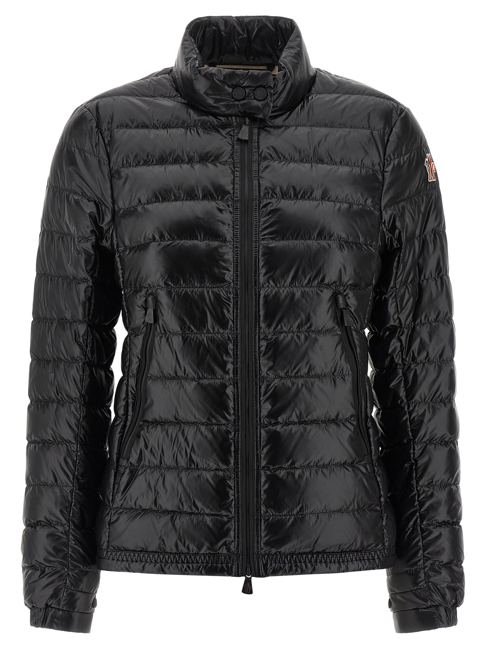 Moncler Grenoble Schwarze Polyamid-Jacke in voller Länge