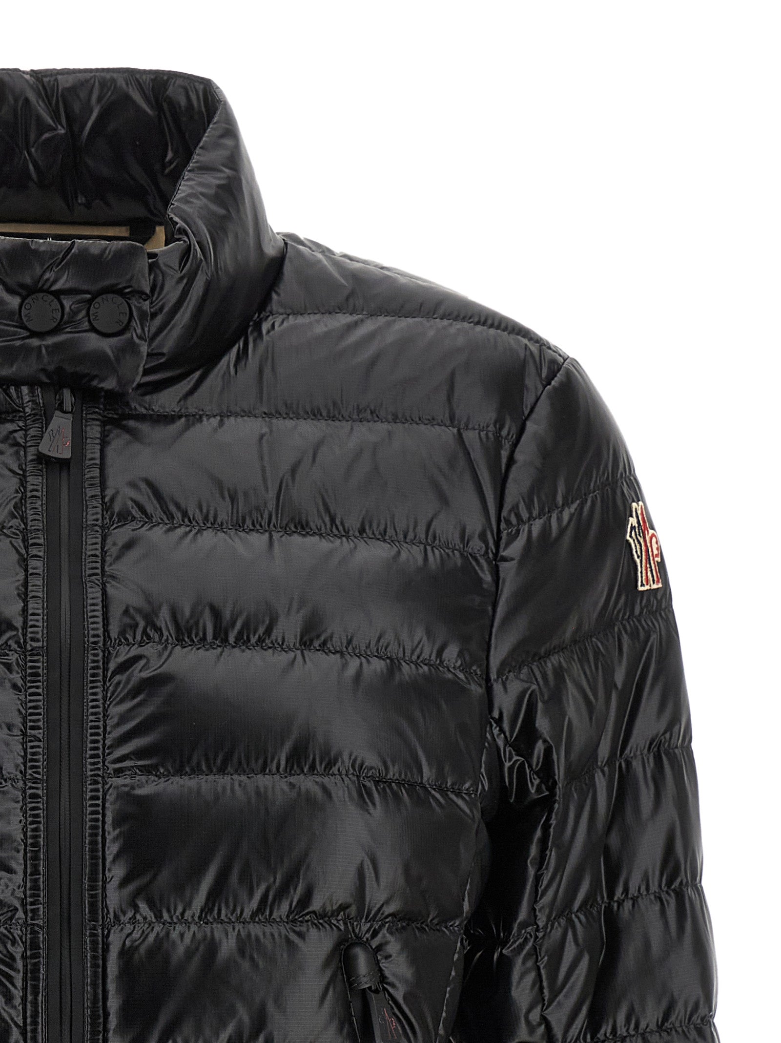 Moncler Grenoble Schwarze Polyamid-Jacke in voller Länge